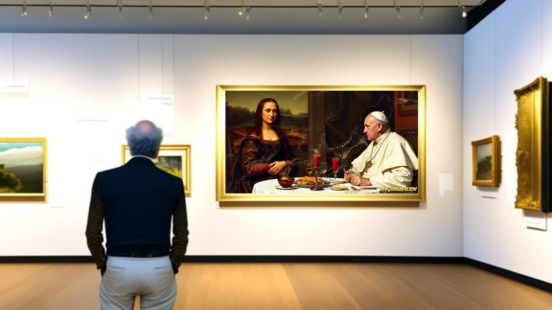 Pope Francis - Dinner With Mona Lisa-D2, Limited Edition of 50 Pieces, Signed & Numbered - 2