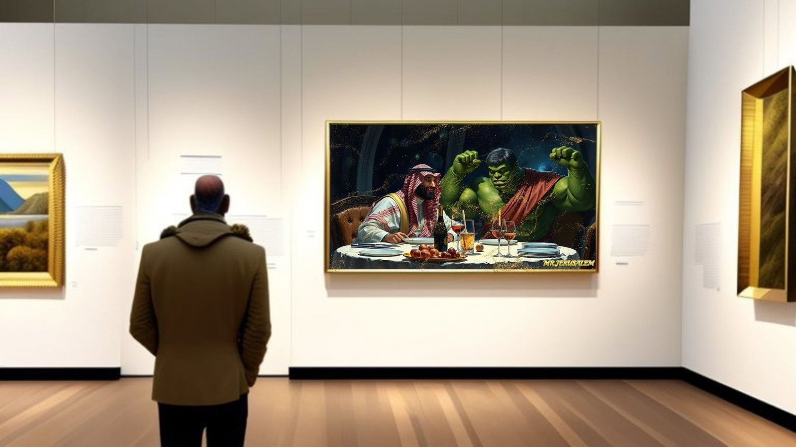 Mohammed Bin Salman- Dinner With Hulk, Mixed Media, Limited Edition of 50 Pieces, Signed & Numbered - 2
