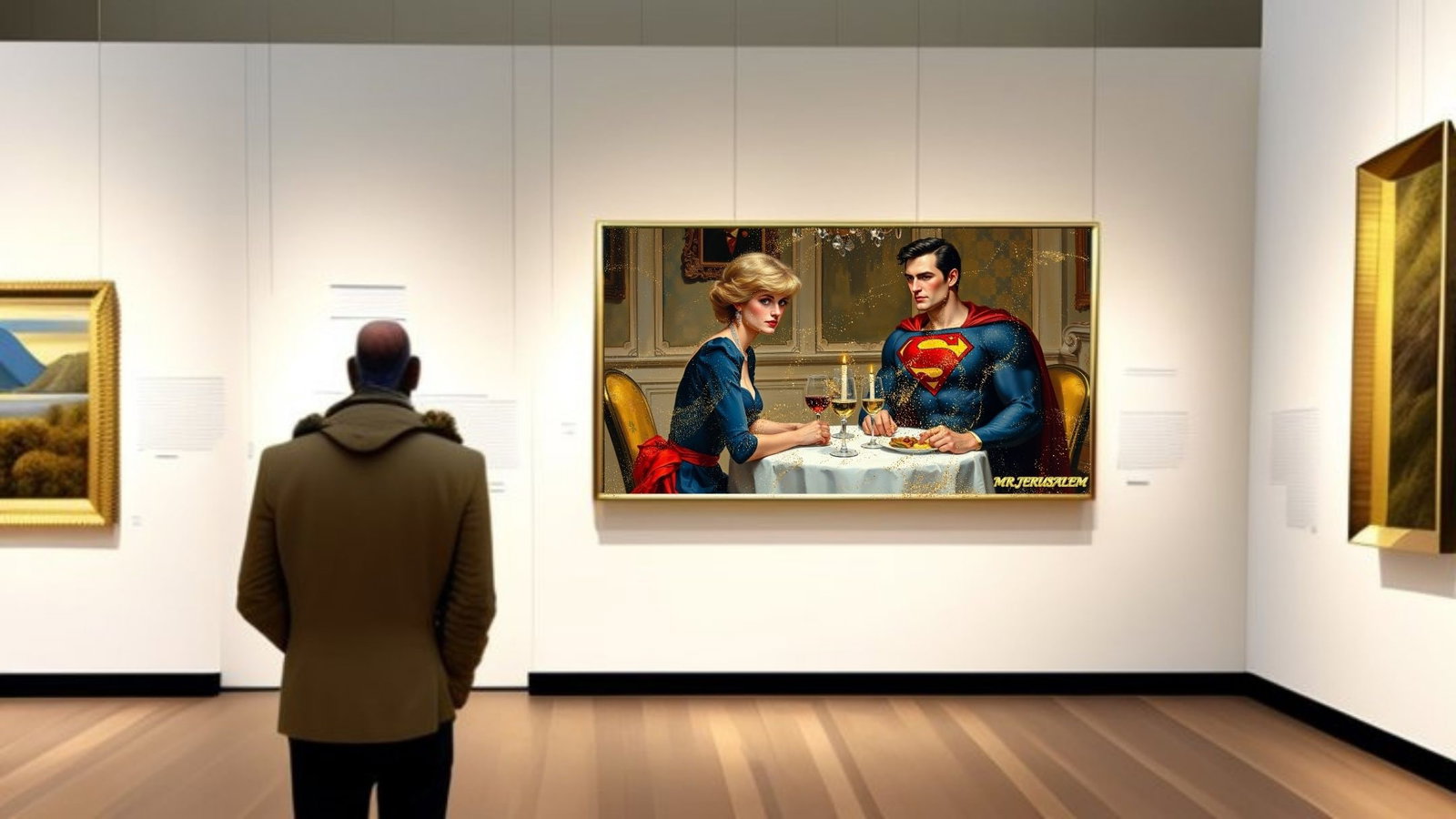 Princess Diana- Dinner With Superman-D1, Mixed Media, Limited Edition of 50 Pieces, Signed and numb - 2
