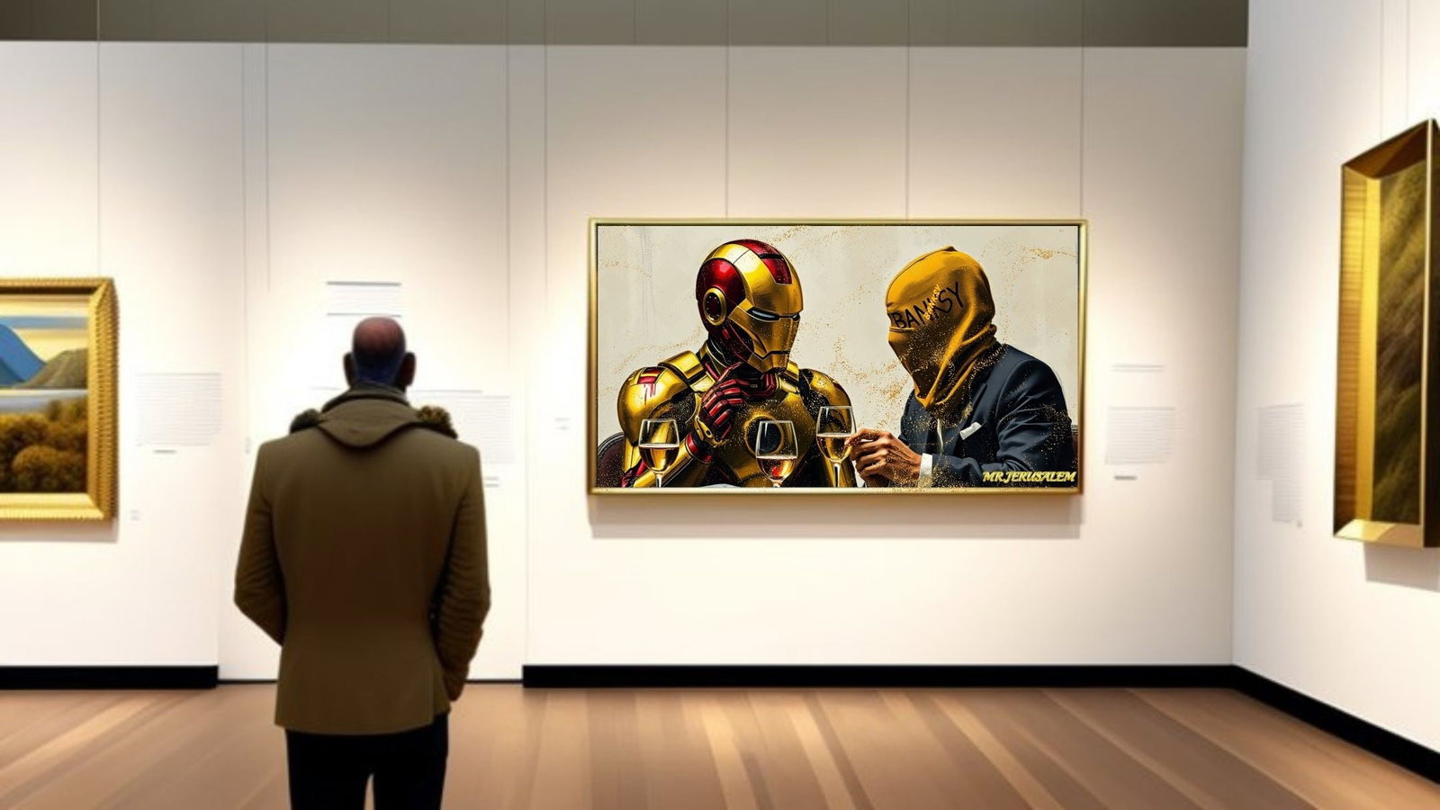 Banksy Dinner With Ironman-D2, Canvas Mixed Media, Limited Edition of 50 Pieces - 2