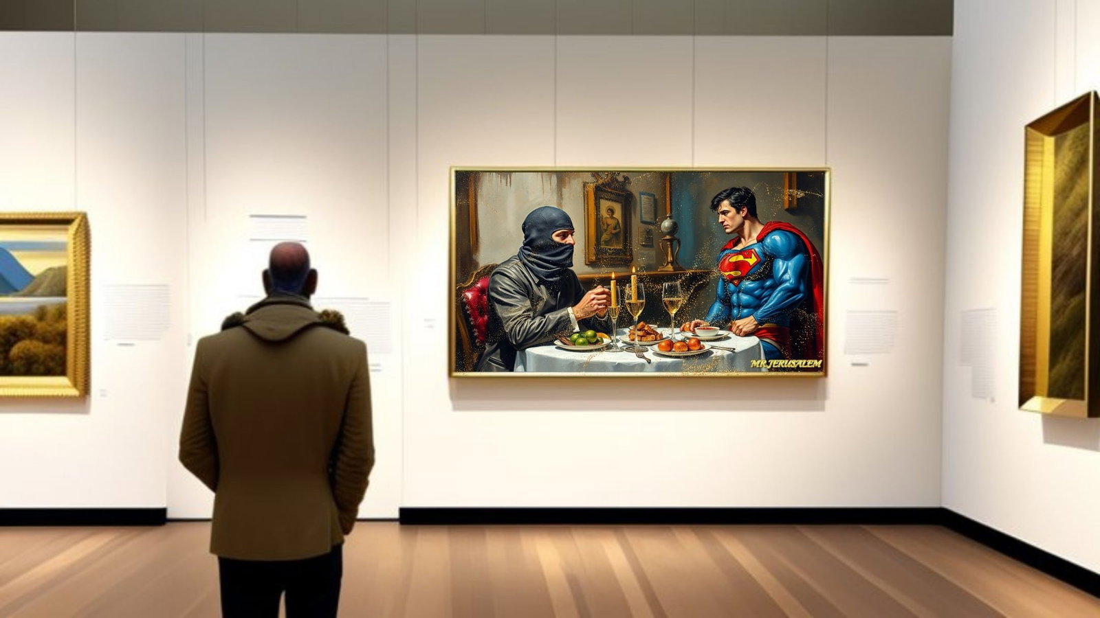 Banksy Dinner With Superman-D2, Canvas Mixed Media, Limited Edition of 50 Pieces - 2