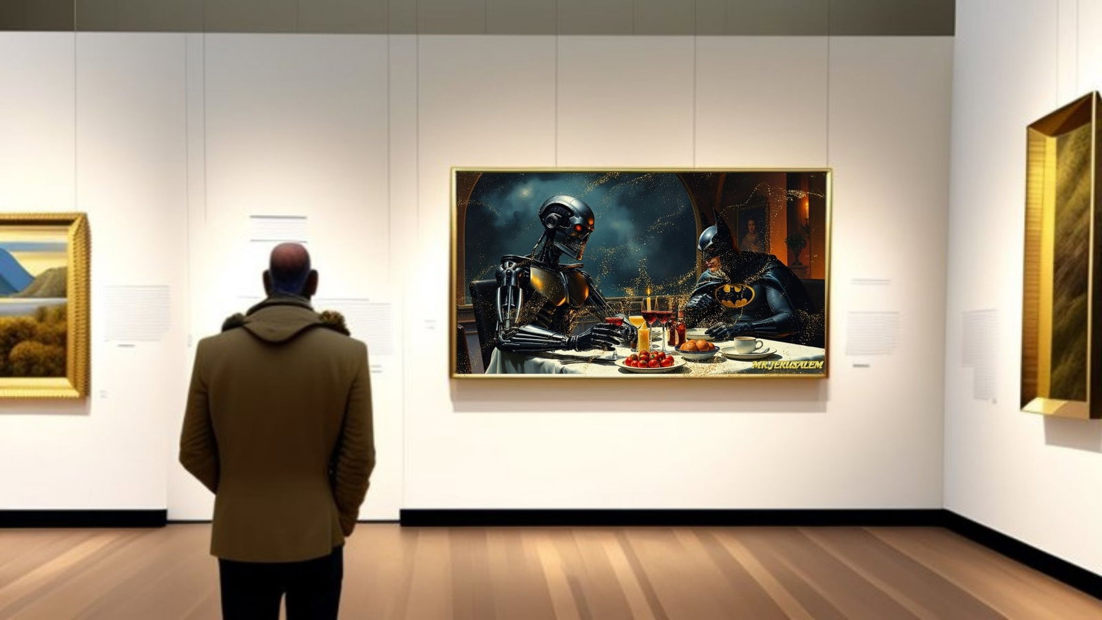The Terminator Dinner With Batman, Canvas Mixed Media, Limited Edition of 50 Pieces - 2