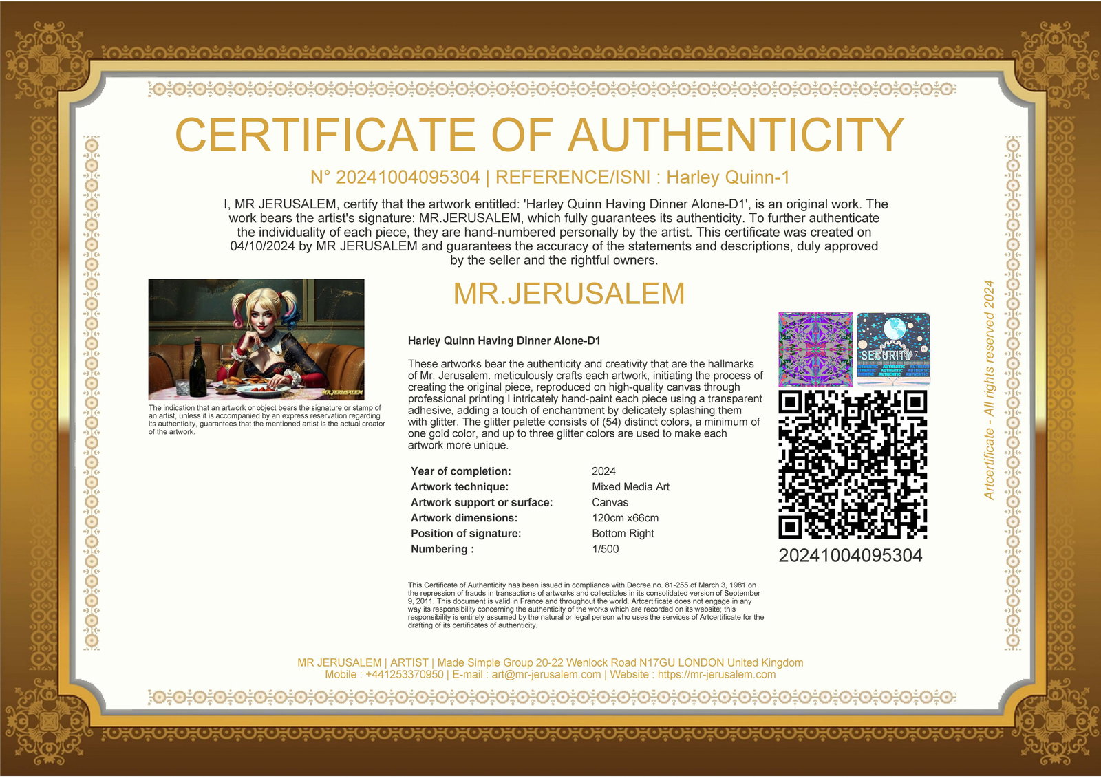 Harley Quinn Dinner Alone-D1, Limited Edition of 50 Pieces - 3