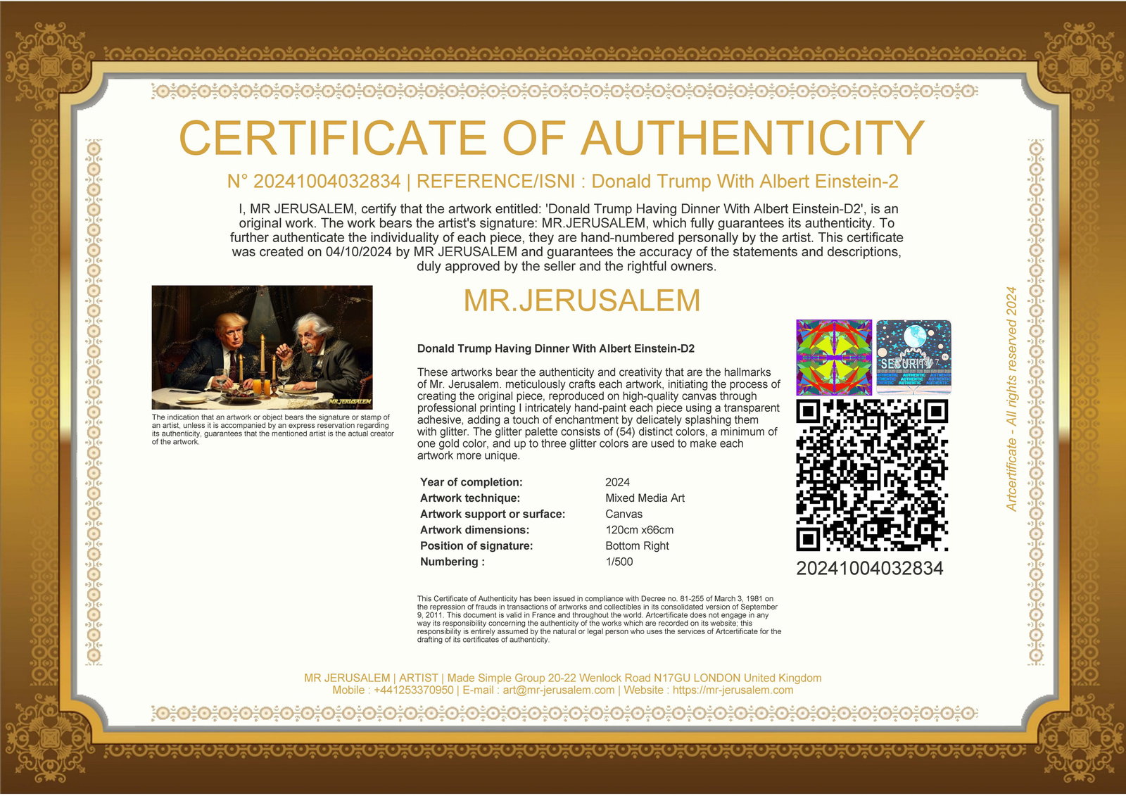 Donald Trump Dinner With Albert Einstein-D2, Limited Edition of 50 Pieces - 3