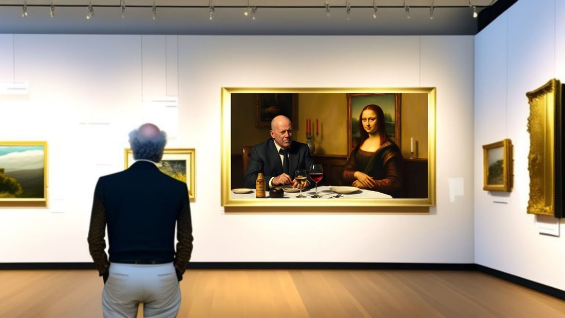 Bruce Willis- Dinner With Mona Lisa-D2, Limited Edition of 50 Pieces, Signed & Numbered - 2