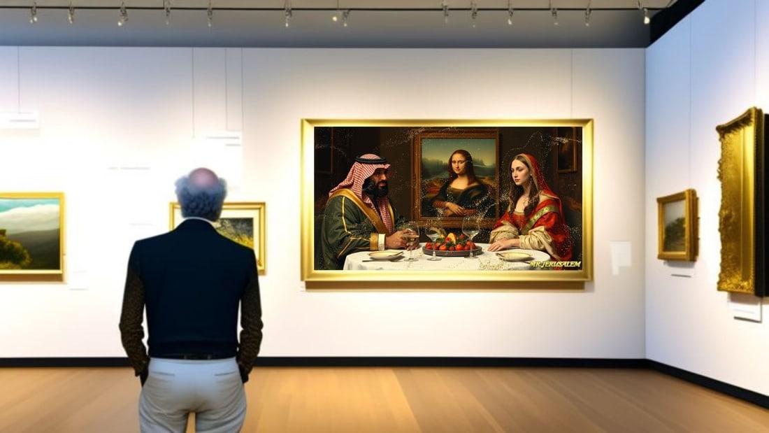 Mohammed bin Salman - Dinner With Mona Lisa-D2, Limited Edition of 50 Pieces, Signed & Numbered - 2