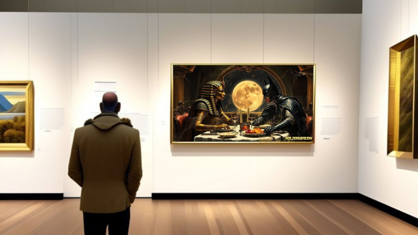 Tutankhamun Dinner With Batman, Canvas Mixed Media, Limited Edition of 50 Pieces - 2