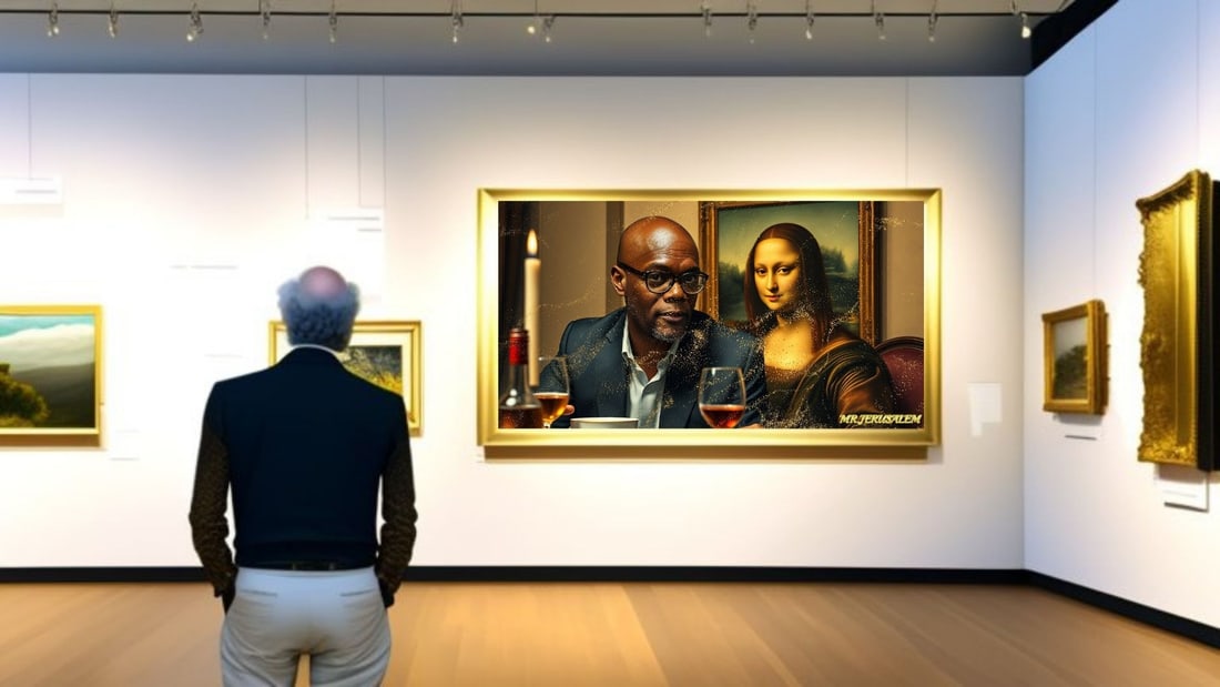 Samuel L. Jackson - Dinner With Mona Lisa-D2, Limited Edition of 50 Pieces, Signed & Numbered - 2