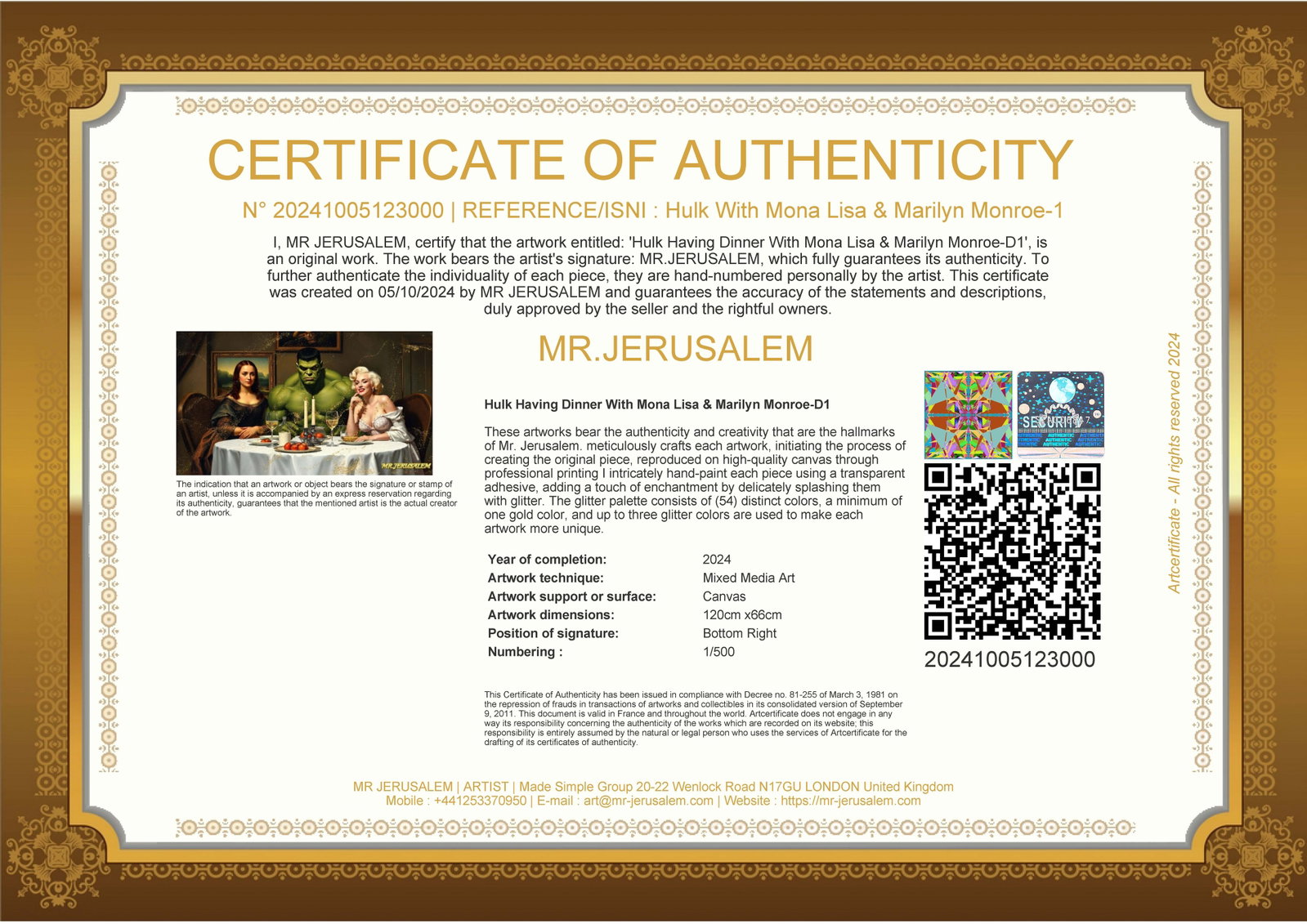 Hulk Dinner With Mona Lisa & Marilyn Monroe-D1, Limited Edition of 50 Pieces - 3