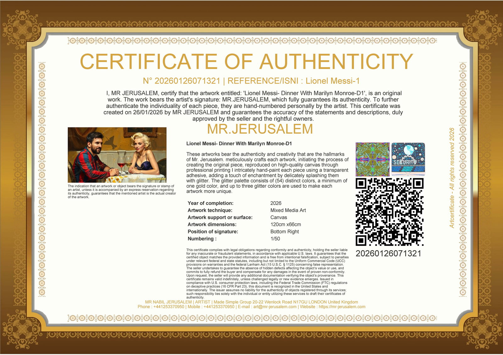 Lionel Messi - Dinner With Marilyn Monroe-D1, Limited Edition of 50 Pieces, Signed & Numbered - 3