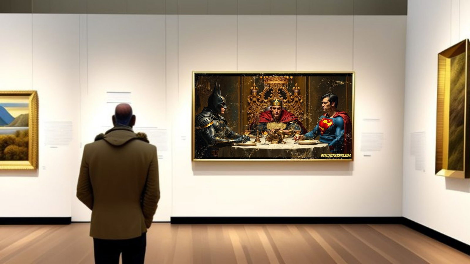King Dinner With Batman & Superman-D2, Canvas Mixed Media, Limited Edition of 50 Pieces - 2