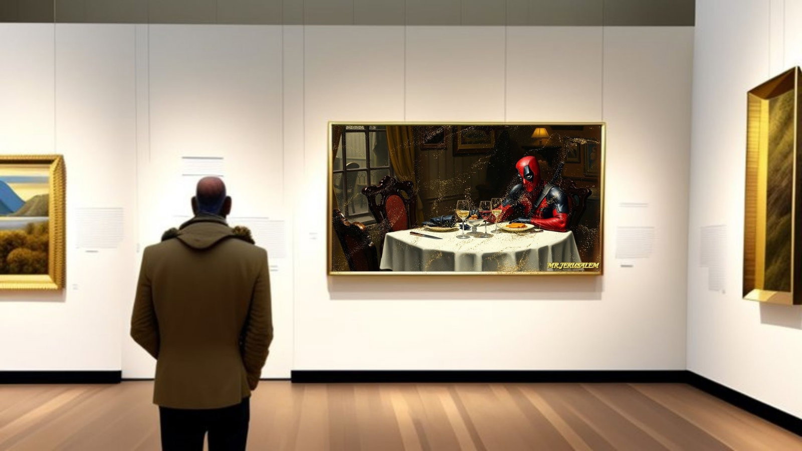 Deadpool Dinner Alone-D2, Canvas Mixed Media, Limited Edition of 50 Pieces - 2