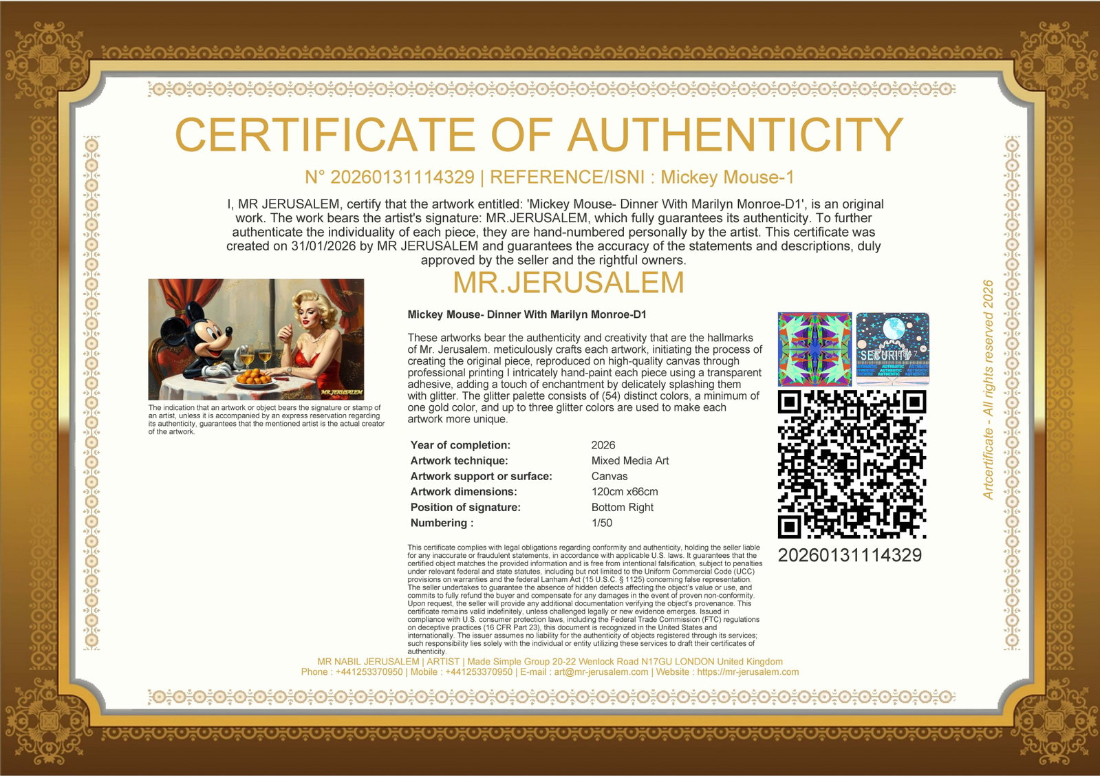 Mickey Mouse - Dinner With Marilyn Monroe-D1, Limited Edition of 50 Pieces, Signed & Numbered - 3