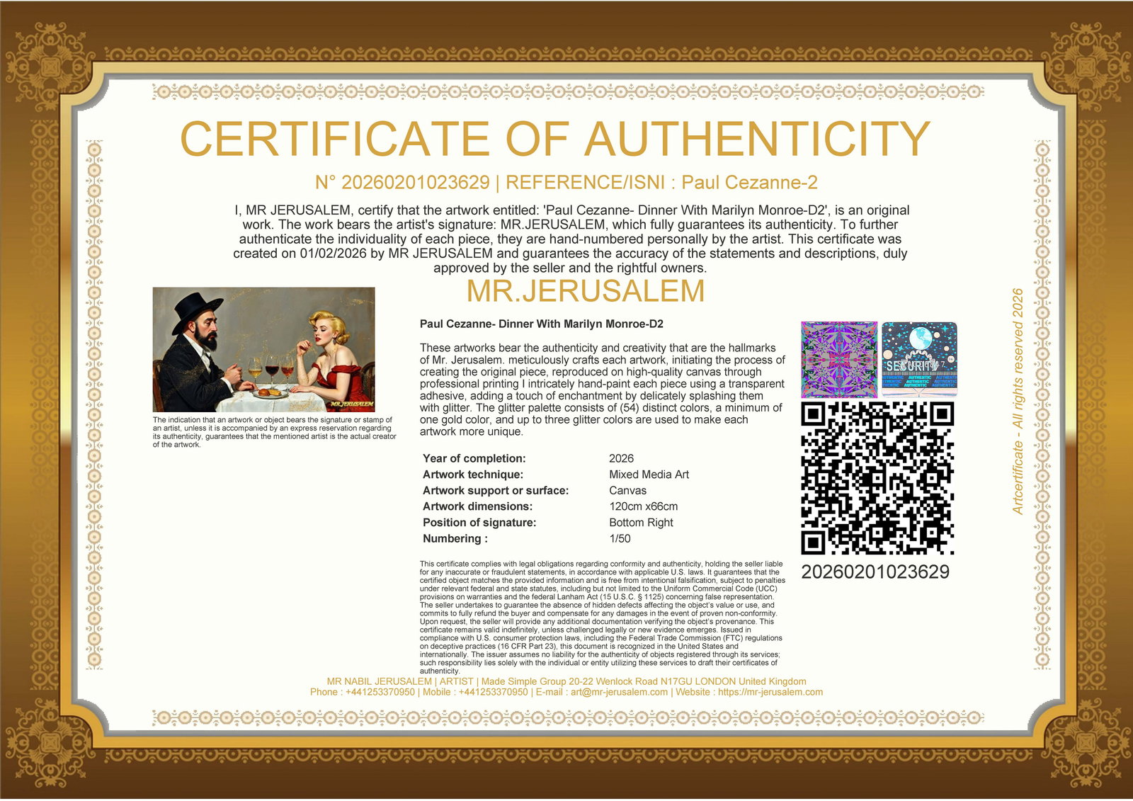 Paul Cezanne - Dinner With Marilyn Monroe-D2, Limited Edition of 50 Pieces, Signed & Numbered - 3