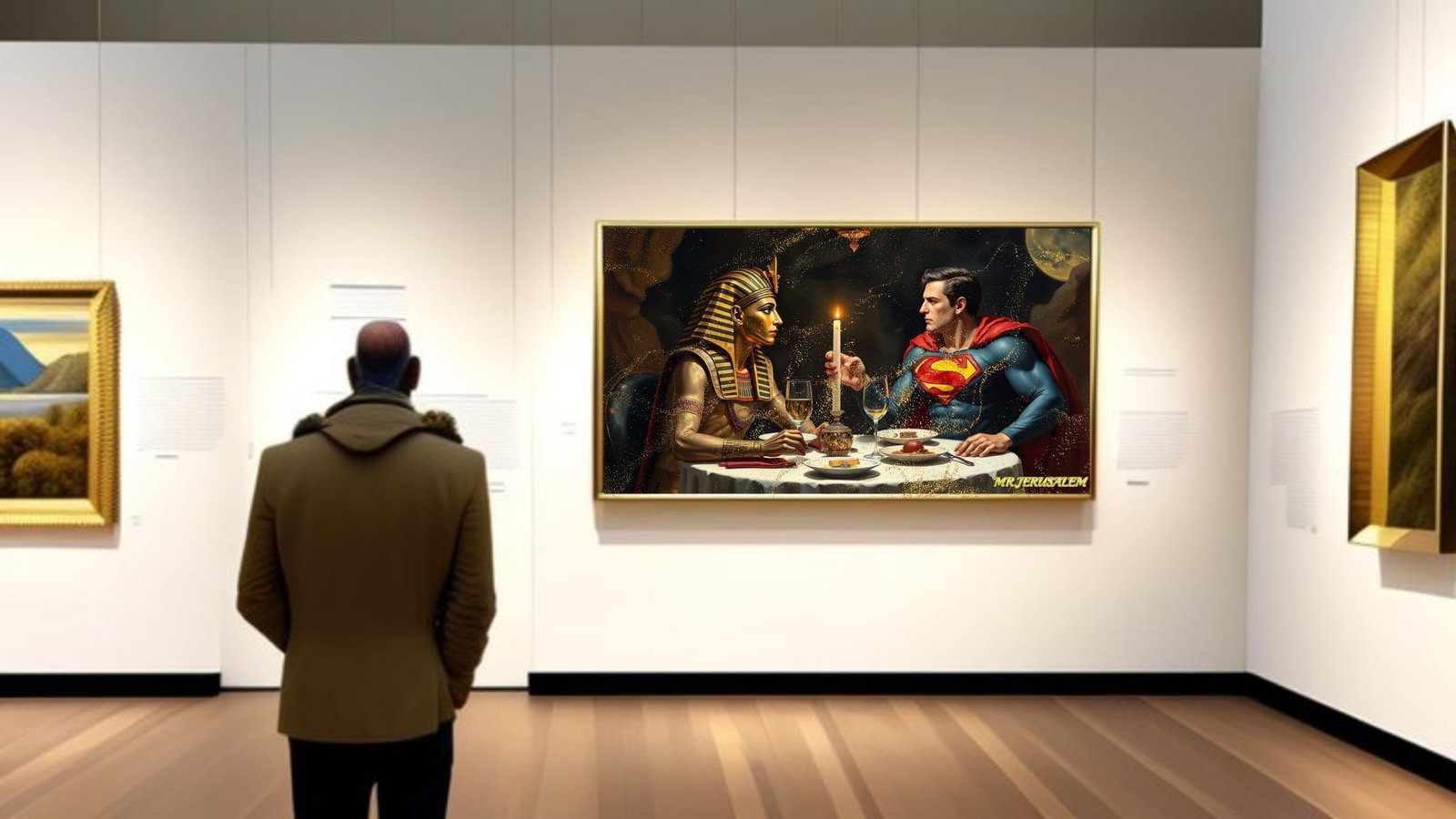 Tutankhamun Dinner With Superman, Canvas Mixed Media, Limited Edition of 50 Pieces - 2