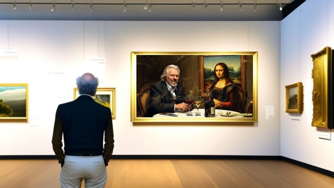 Richard Branson - Dinner With Mona Lisa-D1, Limited Edition of 50 Pieces, Signed & Numbered - 2