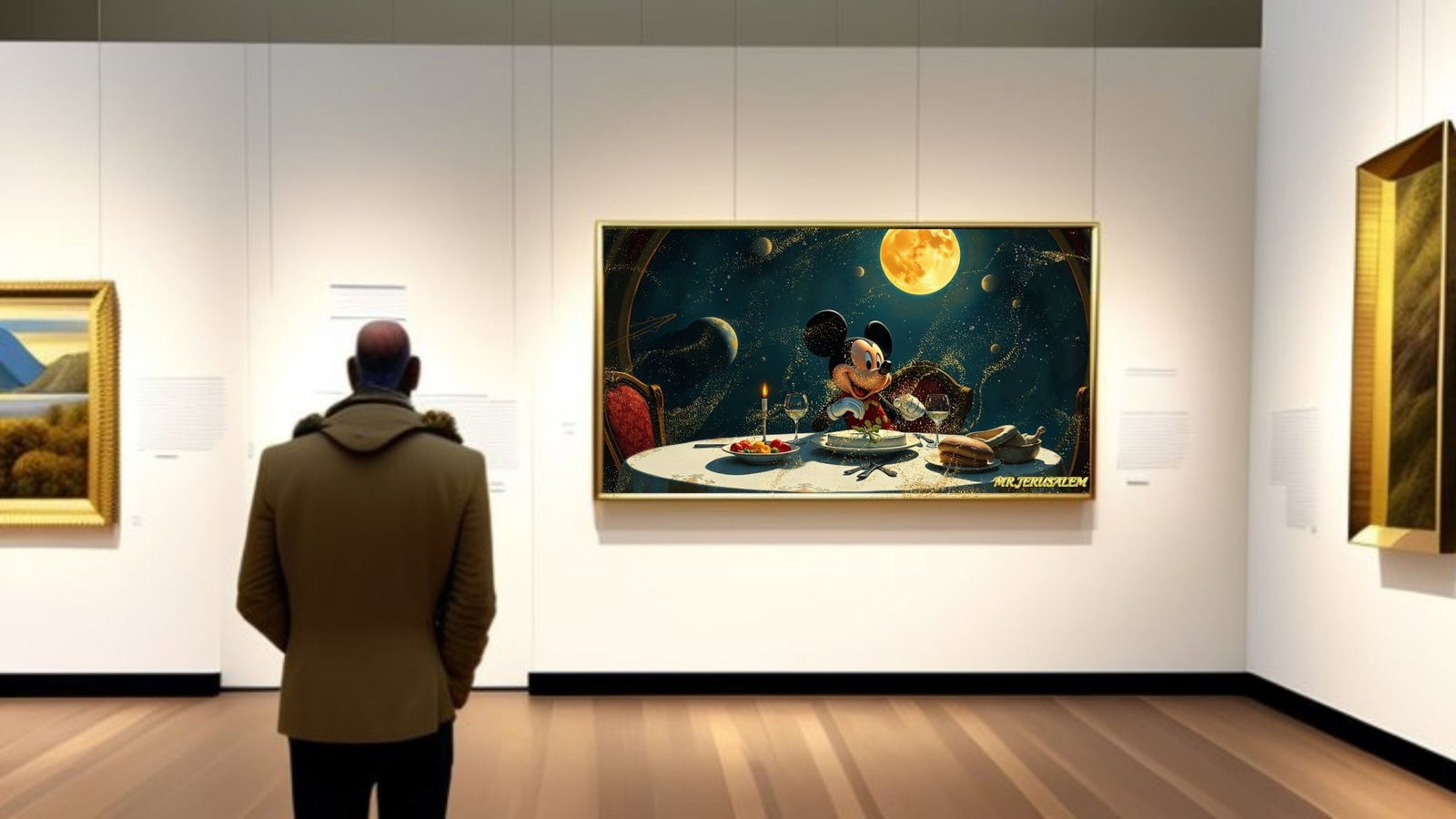 Mickey Mouse- Dinner Alone, Mixed Media, Limited Edition of 50 Pieces, Signed & Numbered, - 2