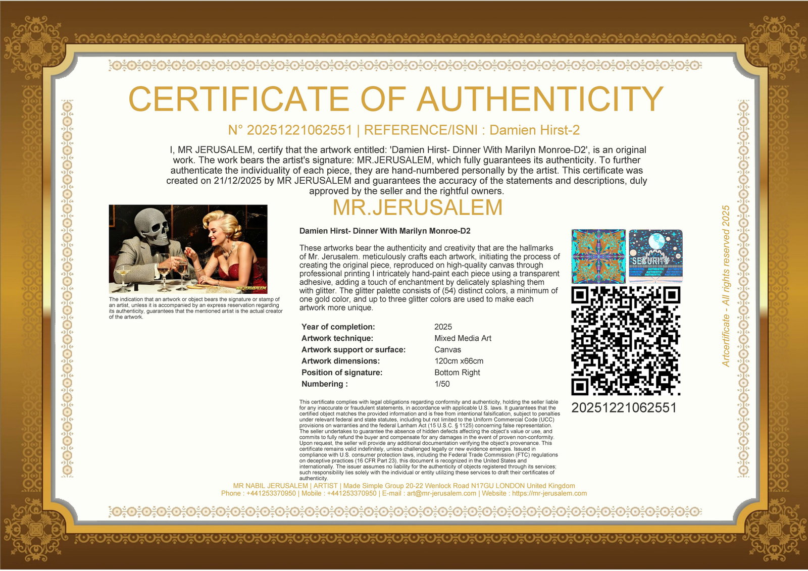 Damien Hirst - Dinner With Marilyn Monroe-D2, Limited Edition of 50 Pieces, Signed & Numbered - 3
