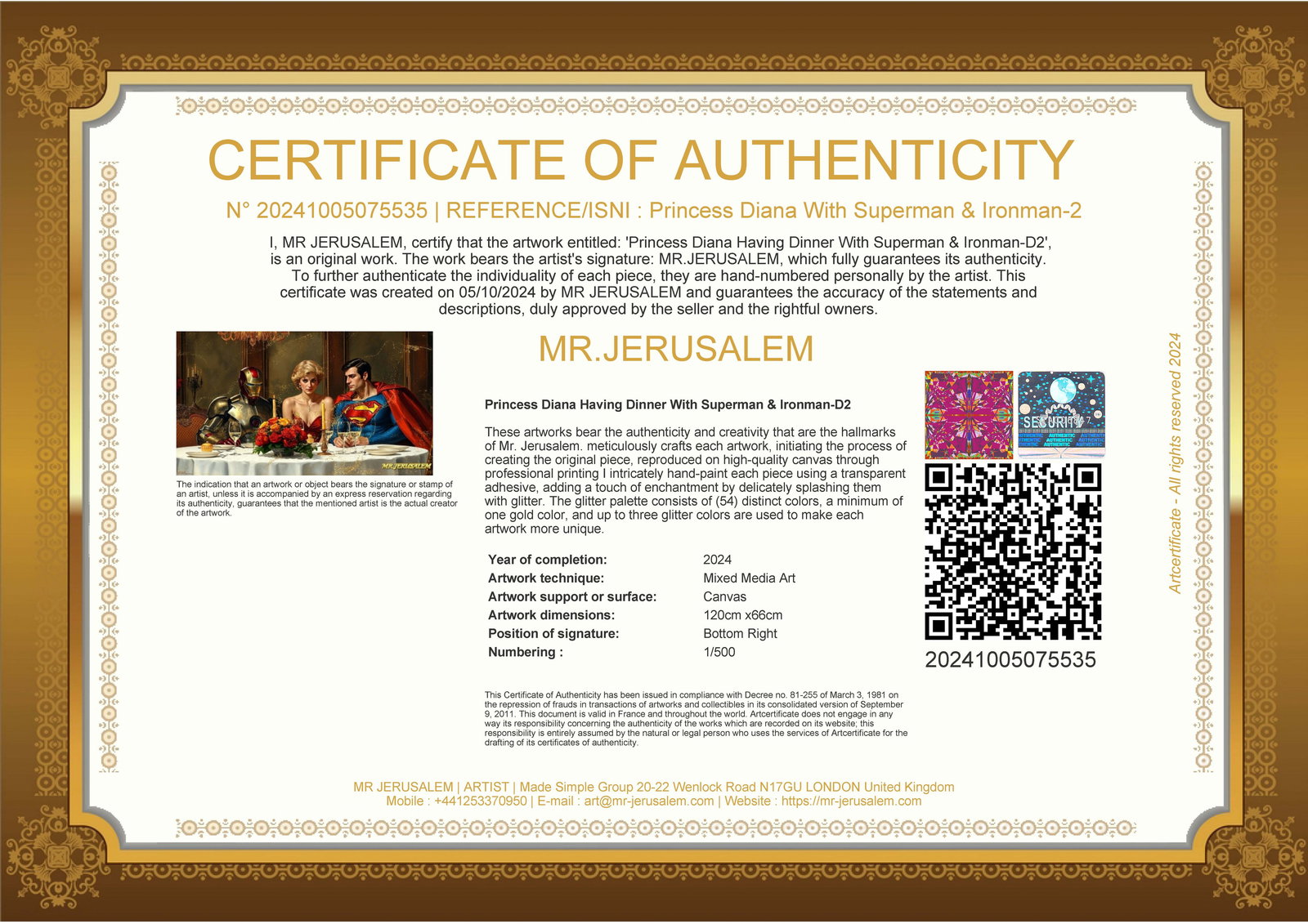 Princess Diana- Dinner With Superman & Ironman-D2, Limited Edition of 50 Pieces, Signed and numbere - 3