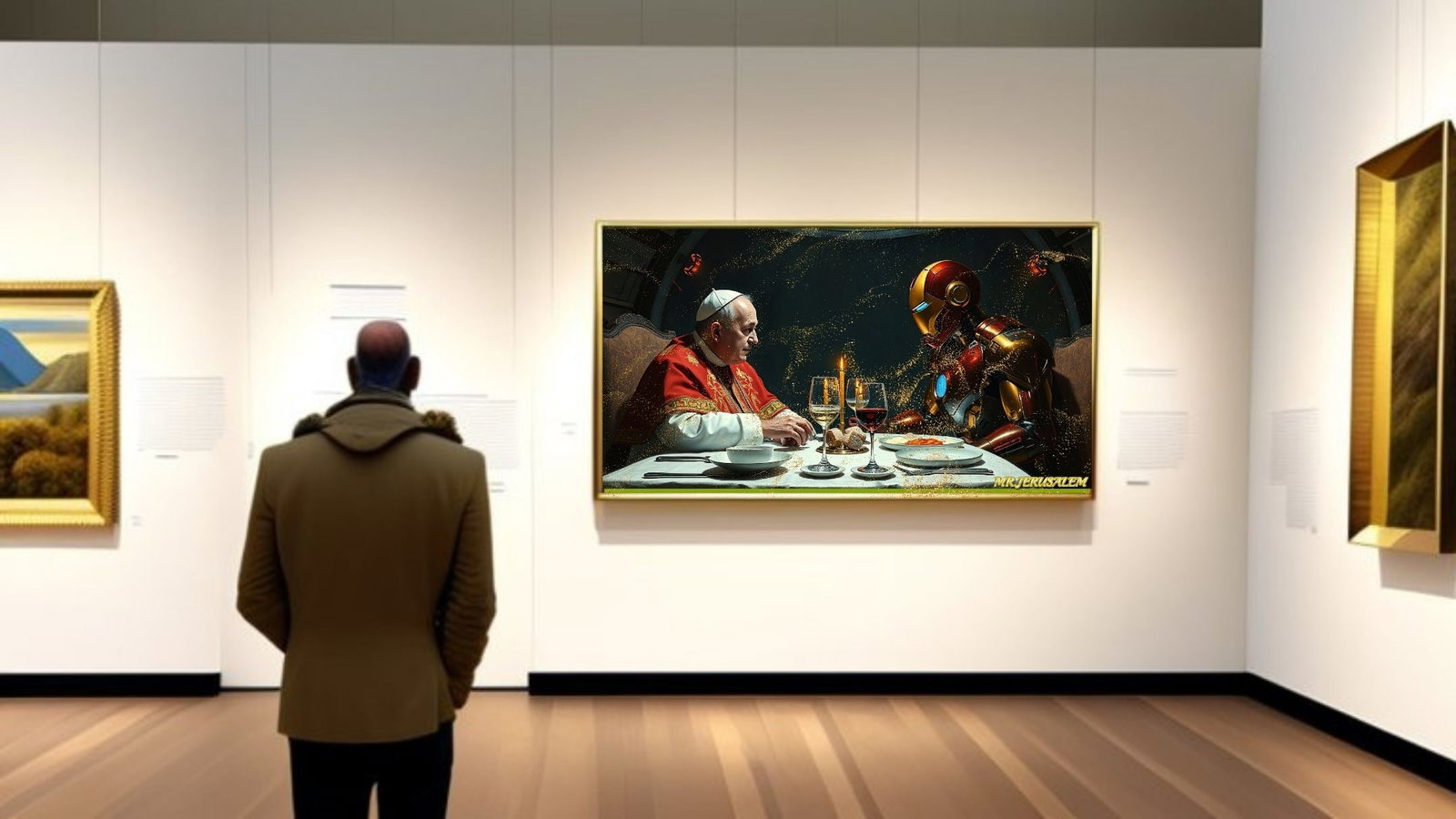 Pope Francis- Dinner With Ironman, Mixed Media, Limited Edition of 50 Pieces, Signed & Numbered, - 2