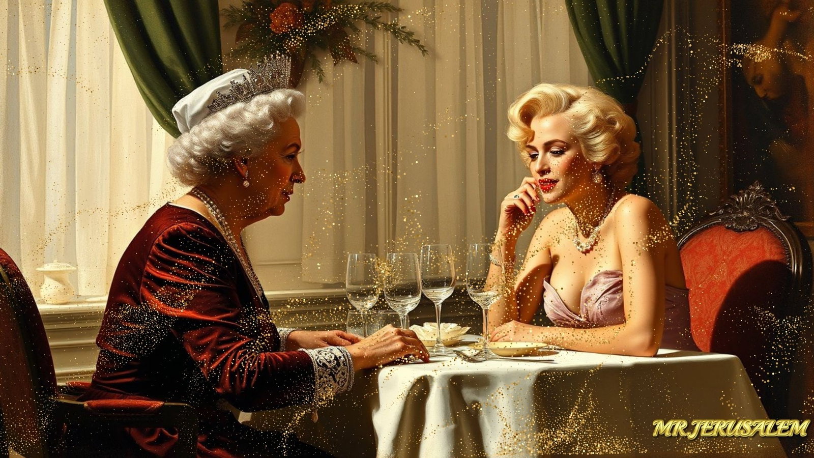 Queen Elizabeth II - Dinner With Marliyn Monroe-D2, Limited Edition of 50 Pieces, Signed & Numbered (1 of 5)