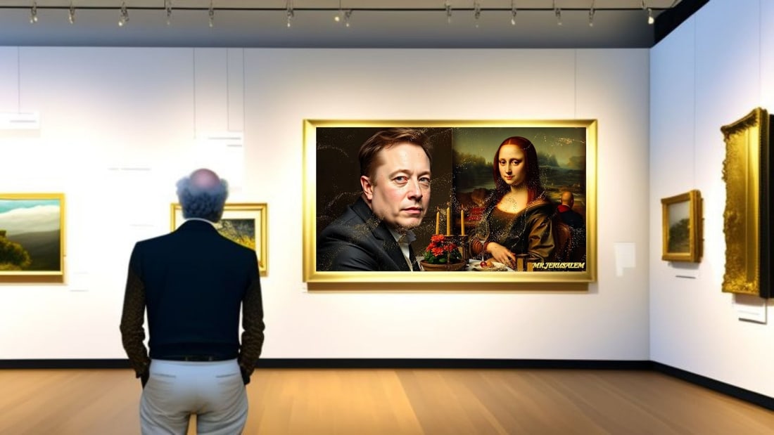 Elon Musk - Dinner With Mona Lisa-D1, Limited Edition of 50 Pieces, Signed & Numbered - 2