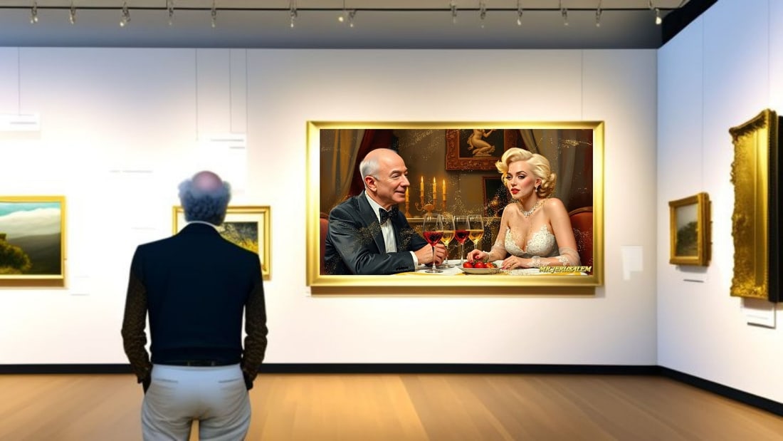 Jeff Bezos - Dinner With Marilyn Monroe-D1, Limited Edition of 50 Pieces, Signed & Numbered - 2