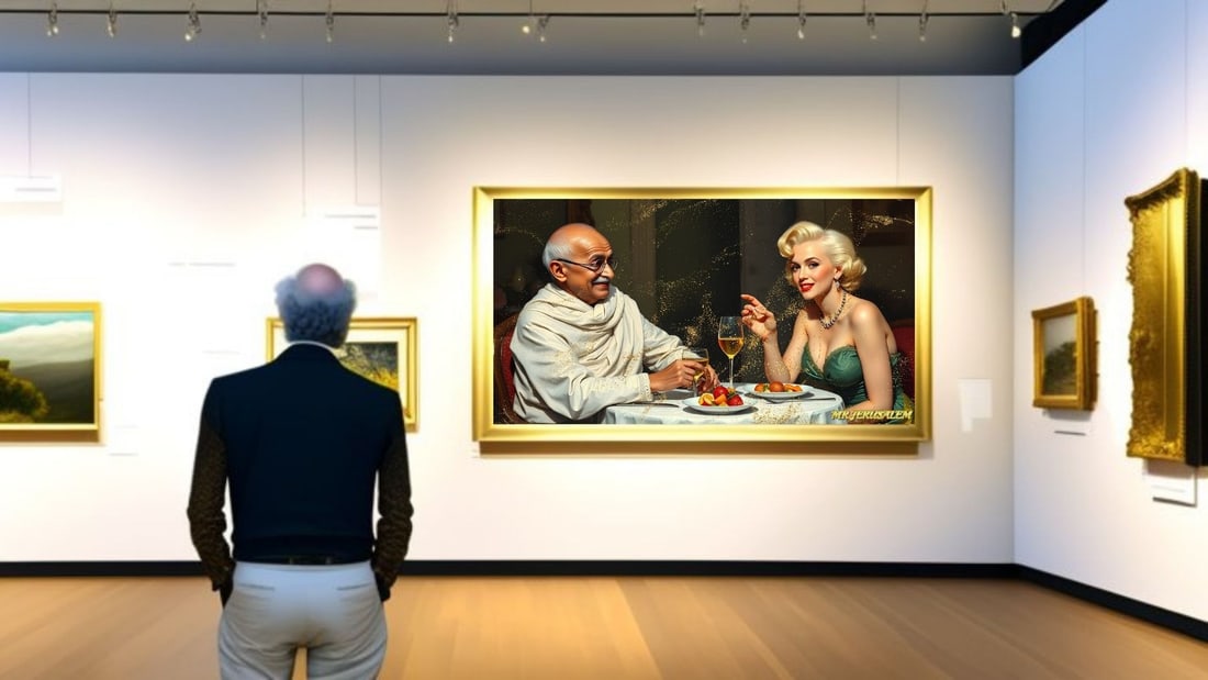 Gandhi - Dinner With Marilyn Monroe-D1, Limited Edition of 50 Pieces, Signed & Numbered - 2