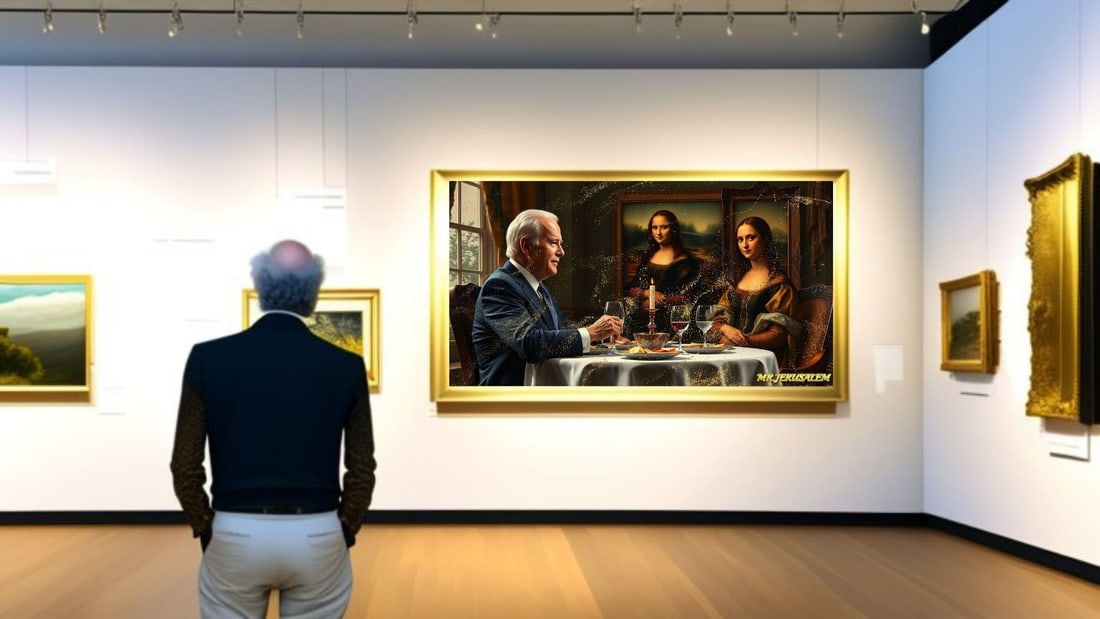 Joe Biden - Dinner With Mona Lisa-D2, Limited Edition of 50 Pieces, Signed & Numbered - 2