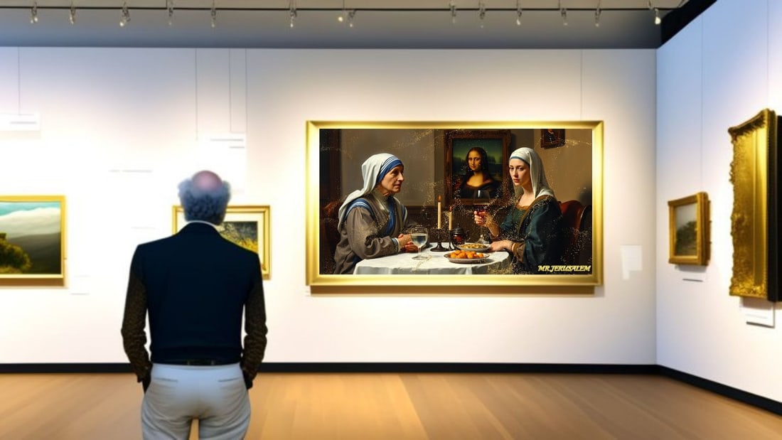Mother Teresa - Dinner With Mona Lisa-D1, Limited Edition of 50 Pieces, Signed & Numbered - 2