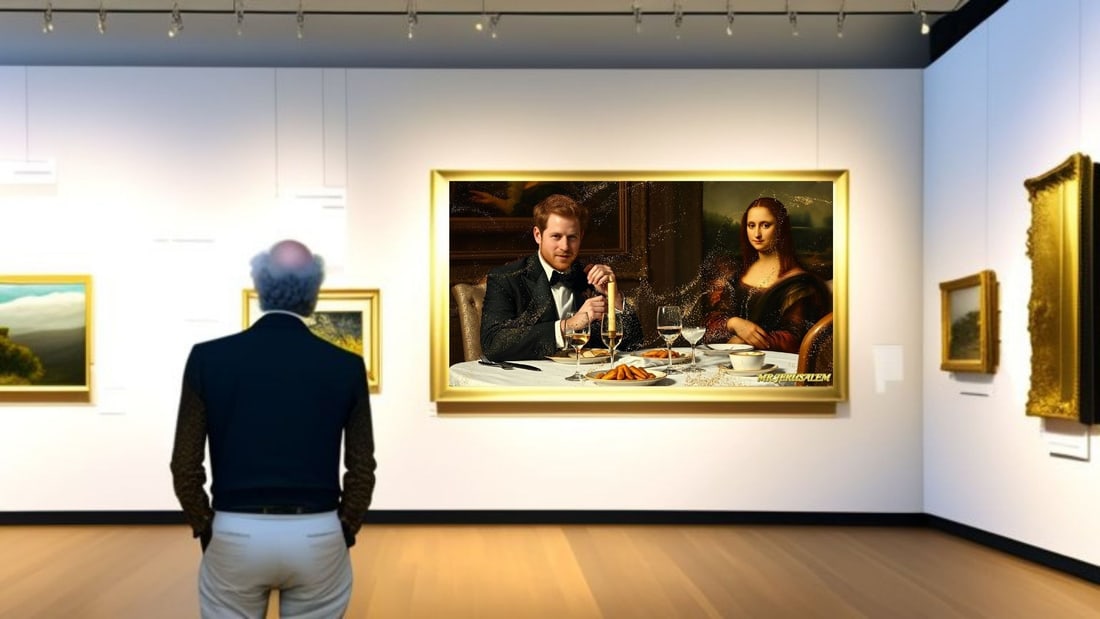 Prince Harry - Dinner With Mona Lisa-D1, Limited Edition of 50 Pieces, Signed & Numbered - 2