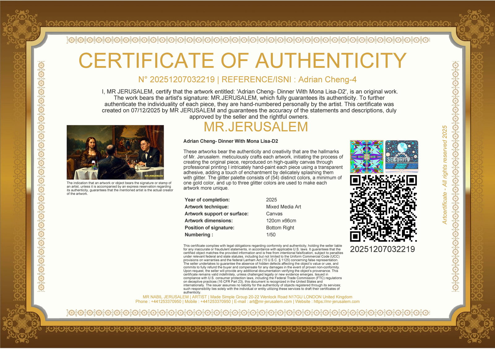 Adrian Cheng- Dinner With Mona Lisa- D2, Limited Edition of 50 Pieces, Signed & Numbered - 3
