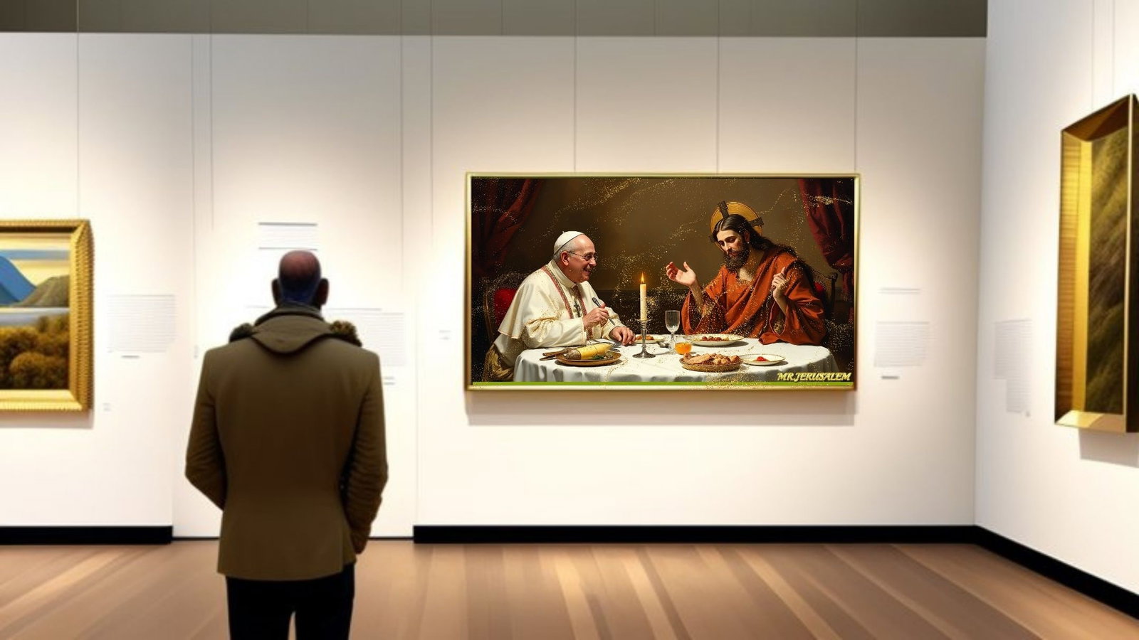 Pope Francis- Dinner With Jesus Christ, Mixed Media, Limited Edition of 50 Pieces, Signed & Numbere - 2