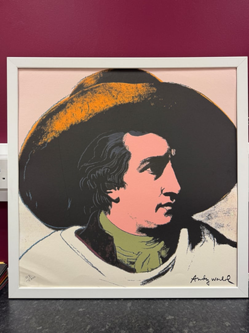 ANDY WARHOL RARE 1986 LMD ED LARGE FINE ART LITHOGRAPH PRINT.: ANDY WARHOL RARE 1986 LMD ED LARGE FINE ART LITHOGRAPH PRINT~(23 1/2" W X 23 5/8" H) THE PRINT IS SIGNED IN THE PLATE, HAND NUMBERED FROM THE EDITION OF 2400, CMOA STAMP ON THE REVERSE BACK SIDE. IT F