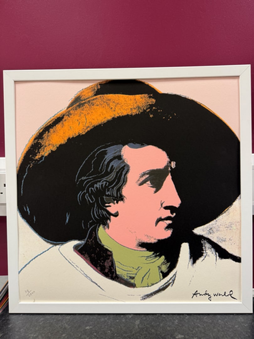 ANDY WARHOL RARE 1986 LMD ED LARGE FINE ART LITHOGRAPH PRINT.: ANDY WARHOL RARE 1986 LMD ED LARGE FINE ART LITHOGRAPH PRINT~(23 1/2" W X 23 5/8" H) THE PRINT IS SIGNED IN THE PLATE, HAND NUMBERED FROM THE EDITION OF 2400, CMOA STAMP ON THE REVERSE BACK SIDE. IT F