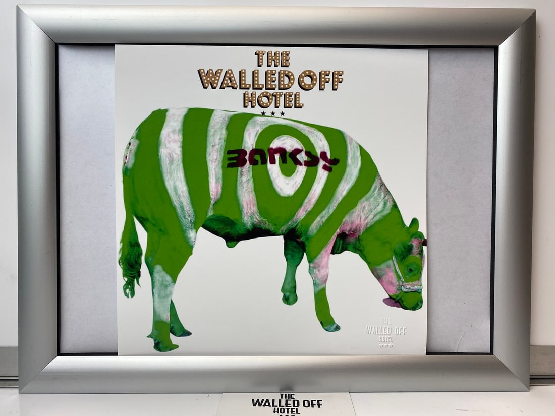 Banksy, The Walled Off Hotel, Limited Edition, Original Print.: 2022 Walled Off Hotel Artist Print on paper, Solid Finishing: Classic (250 gsm gloss) Limited Edition of 3000 Numbered and Stamped / seal Sizes- 21cm X 21cm The Walled O