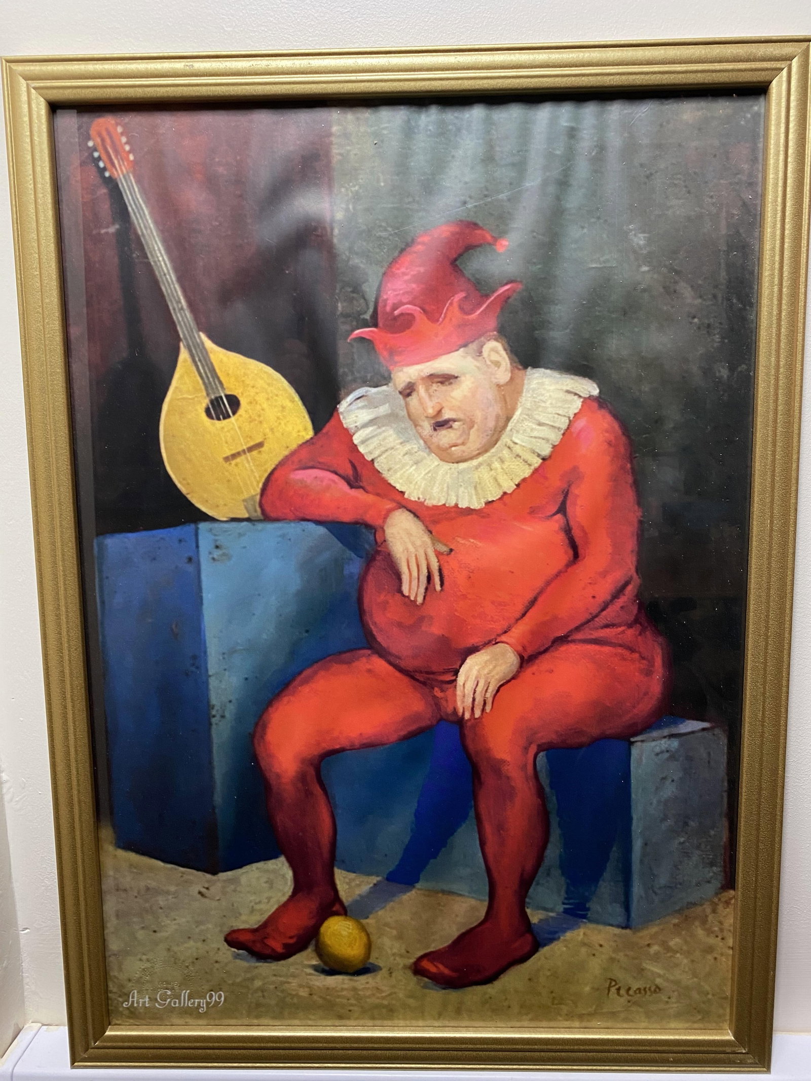 Picasso, Original Poster,Gallery99 Limited Edition,: Picasso, clown with a guitar, Limited edition poster printed on a glossy paper, measurements, 420 x 594 mm with watermark seal and stamp on the back from art gallery99 private collection. Please