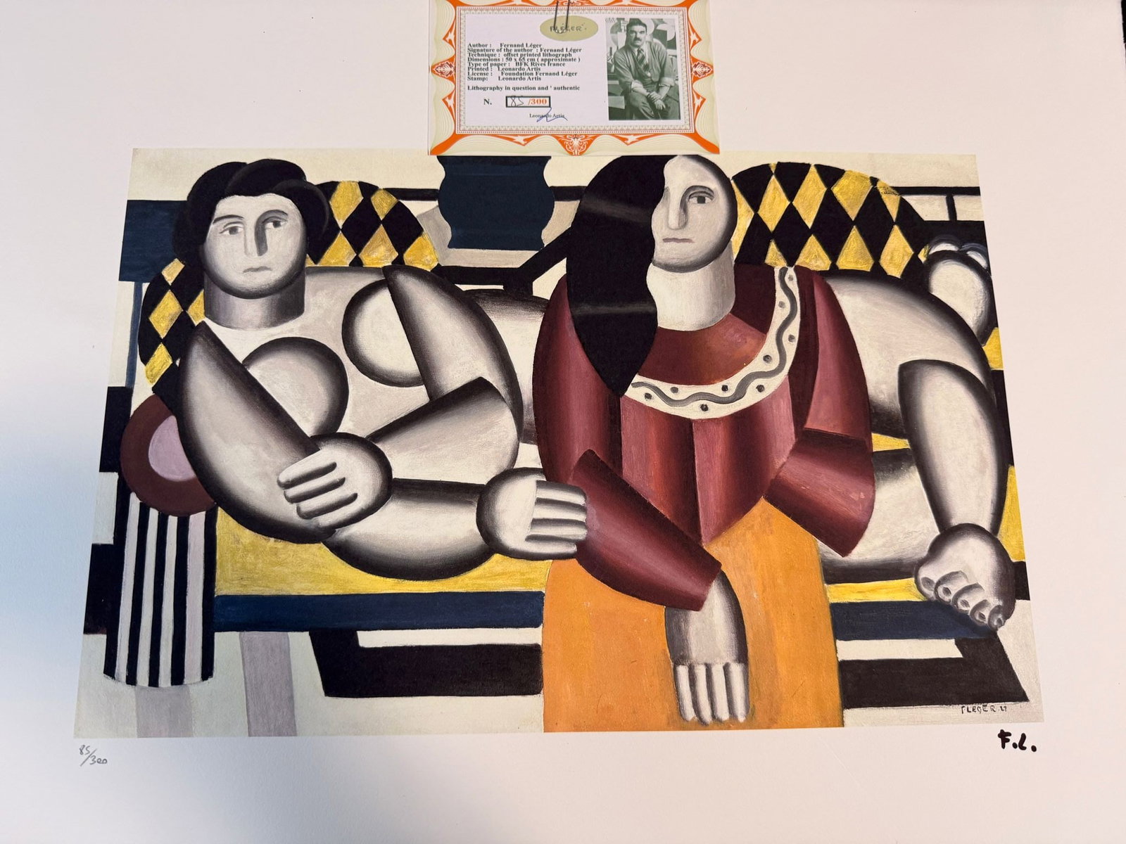 Fernand Leger Lithography off set cm 50x65 signature on plate with certificate (1 of 6)