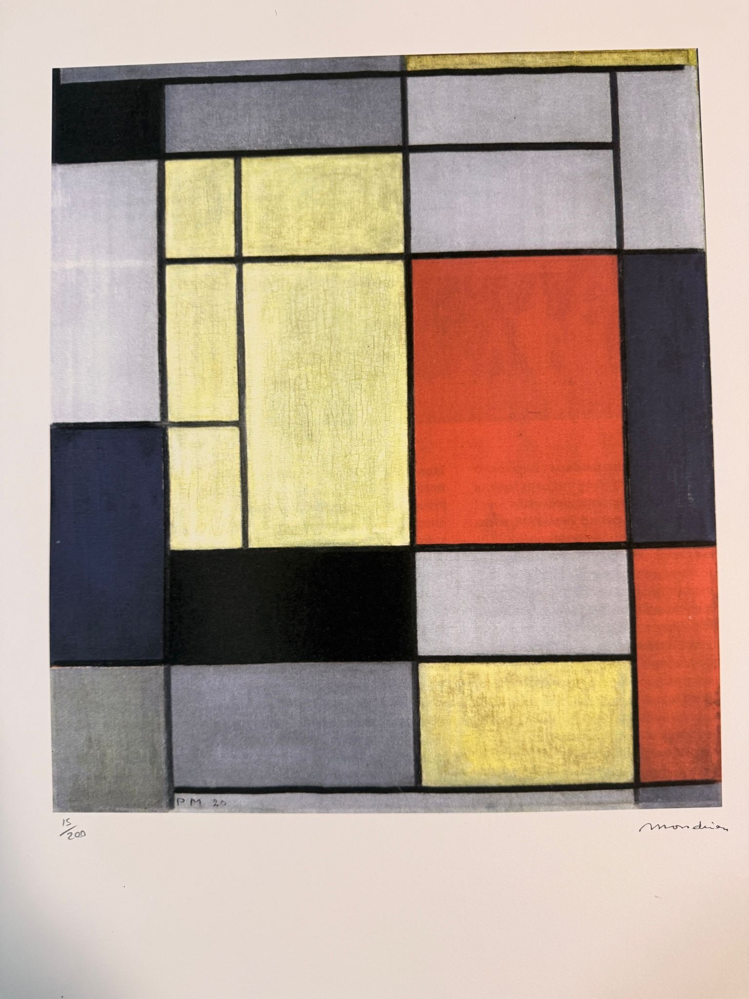 Pieter Cornelis Mondriaan off set lithograph cm 50x70 signature on slab COA (1 of 6)