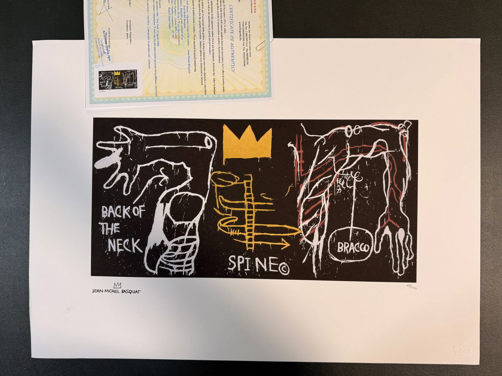 Jean Michel Basquiat Back of the Neck Signed and Numbered Print 50 x 70 cm Certificate (1 of 6)