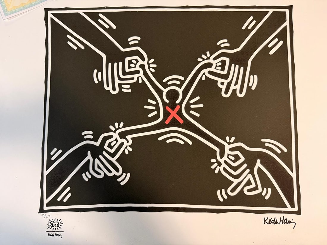 Keith Haring Lithography Off Set CM 50x70cm Signature On Slab + Certificate (1 of 5)