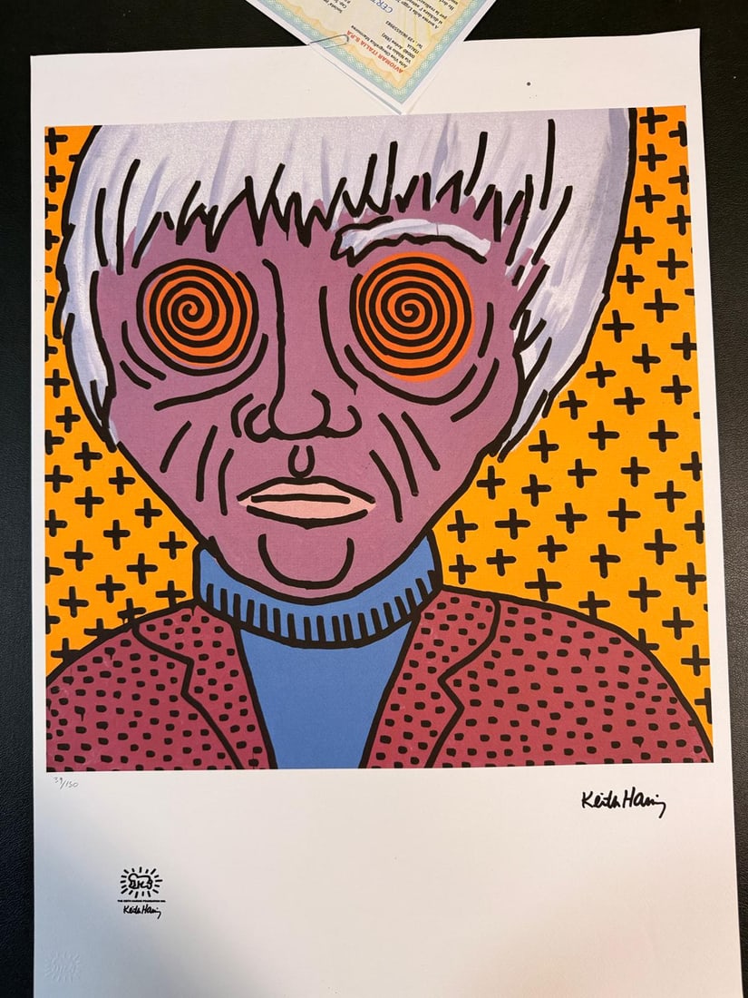 Keith Haring Lithography off set cm 70x50 signing on plate with certificate (1 of 6)