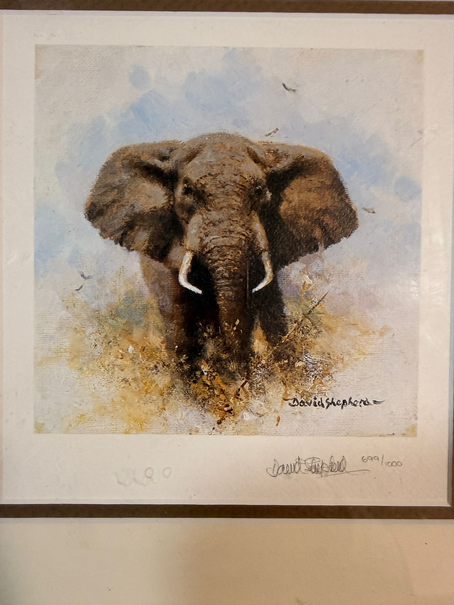 David Shepherd OBE "Elephant" Framed Signed Limited Edition Print 699/1000 13x14" (1 of 3)