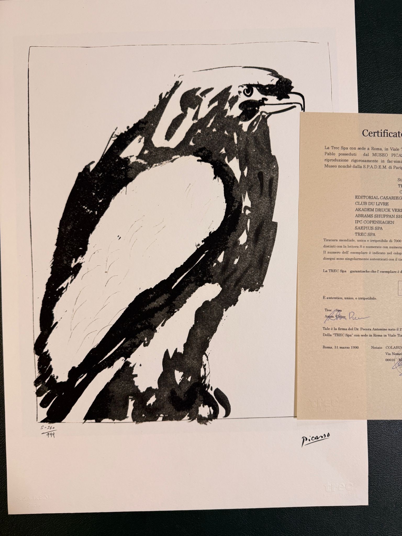 Pablo Picasso Lithography off set cm 50x70 Signing on plate with certificate (1 of 6)