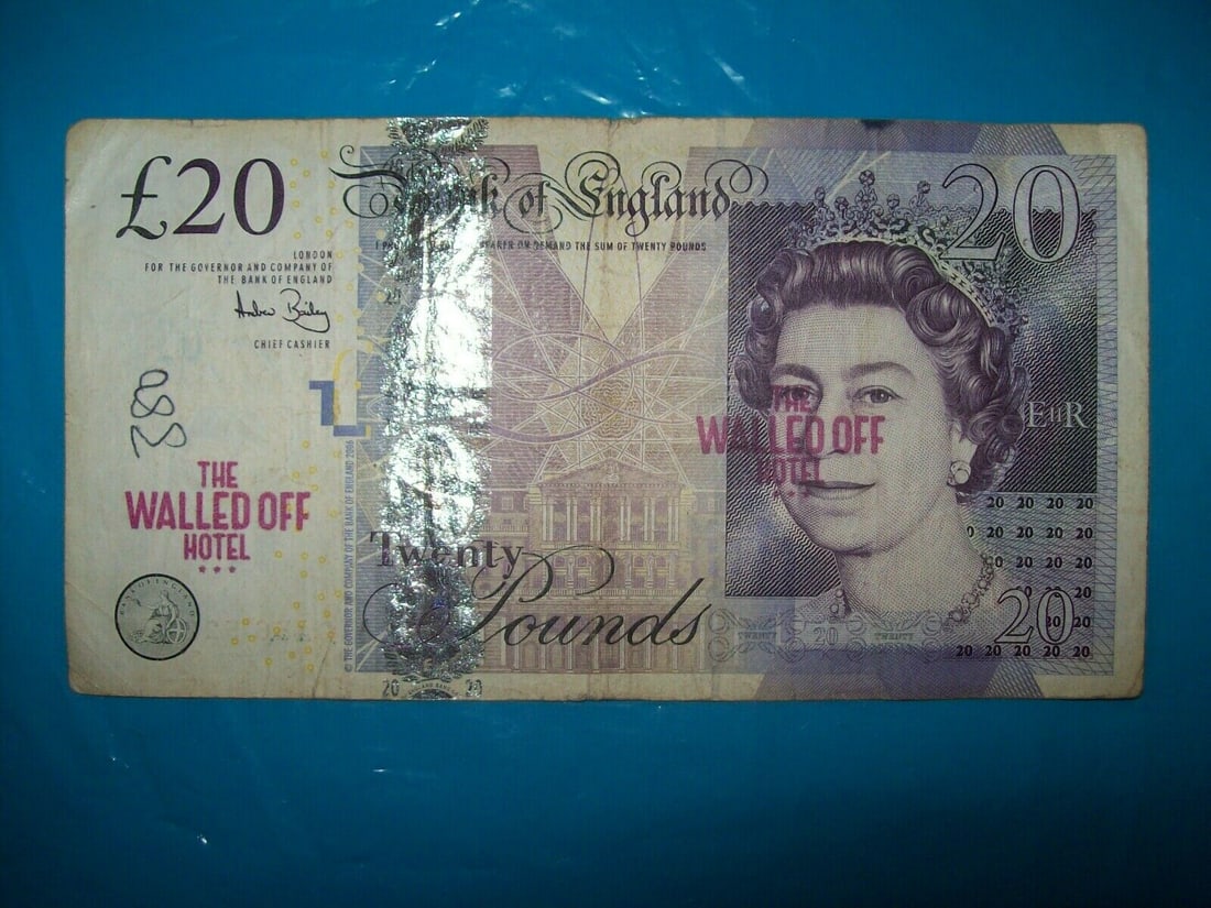 Banksy, (Attributed) ?20 Walled Off Hotel Bank Note: Attributed to Banksy, (Attributed) ?20 Walled Off Hotel Bank Note In the manner of? for full transparency, we are clearly stating that the works do not have independent reports or opinions