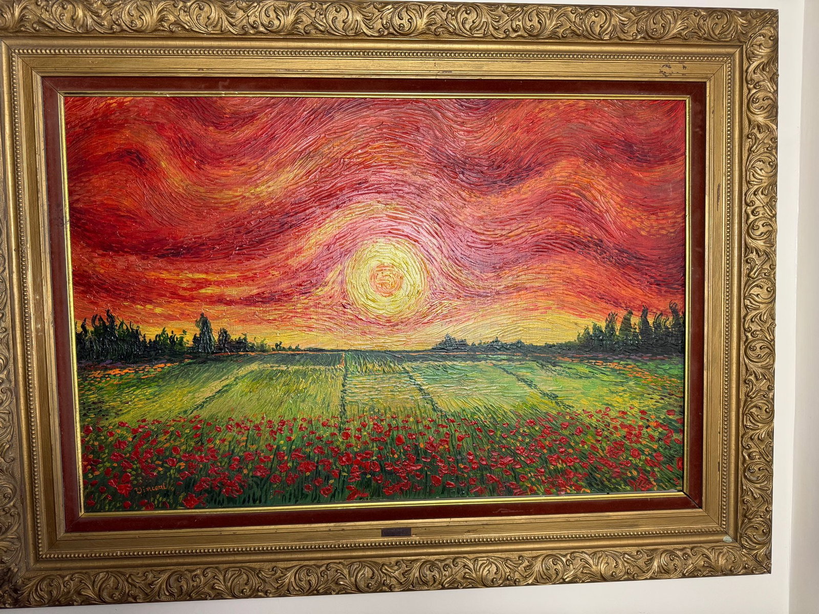Vincent Van Gogh, (In the manner of) Oil Painting,Signed, Stamp,Wax Seal, Vintage, (1 of 13)