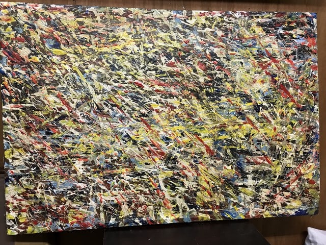 Jackson Pollock, (In the manner of) Original, Oil Painting, on Canvas, Signed.: Jackson Pollock, (In the manner of) Original, Oil Painting, on Canvas, Signed. No COA No documentation and only 20 years in provenance by private Collection. sold as attributed to the