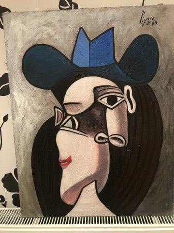 Picasso (In the manner of) Original, Oil Painting, Signed and Dated: Picasso (In the manner of) Original, Oil Painting, Signed and Dated, No COA No documentation and only 17 years in provenance by private Collection. (Attributed) sold as attributed to the