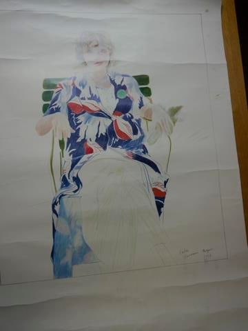 DAVID HOCKNEY RARE VTG 1980 DUMONT CALENDAR LITHOGRAPH PRINT POSTER """"""""CELIA"""""""" 1971: DAVID HOCKNEY RARE VTG 1980 DUMONT CALENDAR LITHOGRAPH PRINT POSTER """"""""CELIA"""""""" 1971