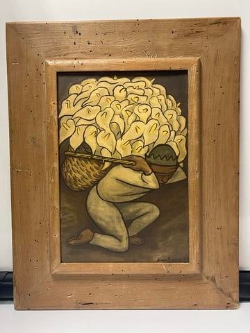 Diego Rivera - Man with Lilies, Signed Lithograph: Diego Rivera The vividly colorful style of this contemporary Mexican Master has fostered the new school of painting which flourishes in Latin America.